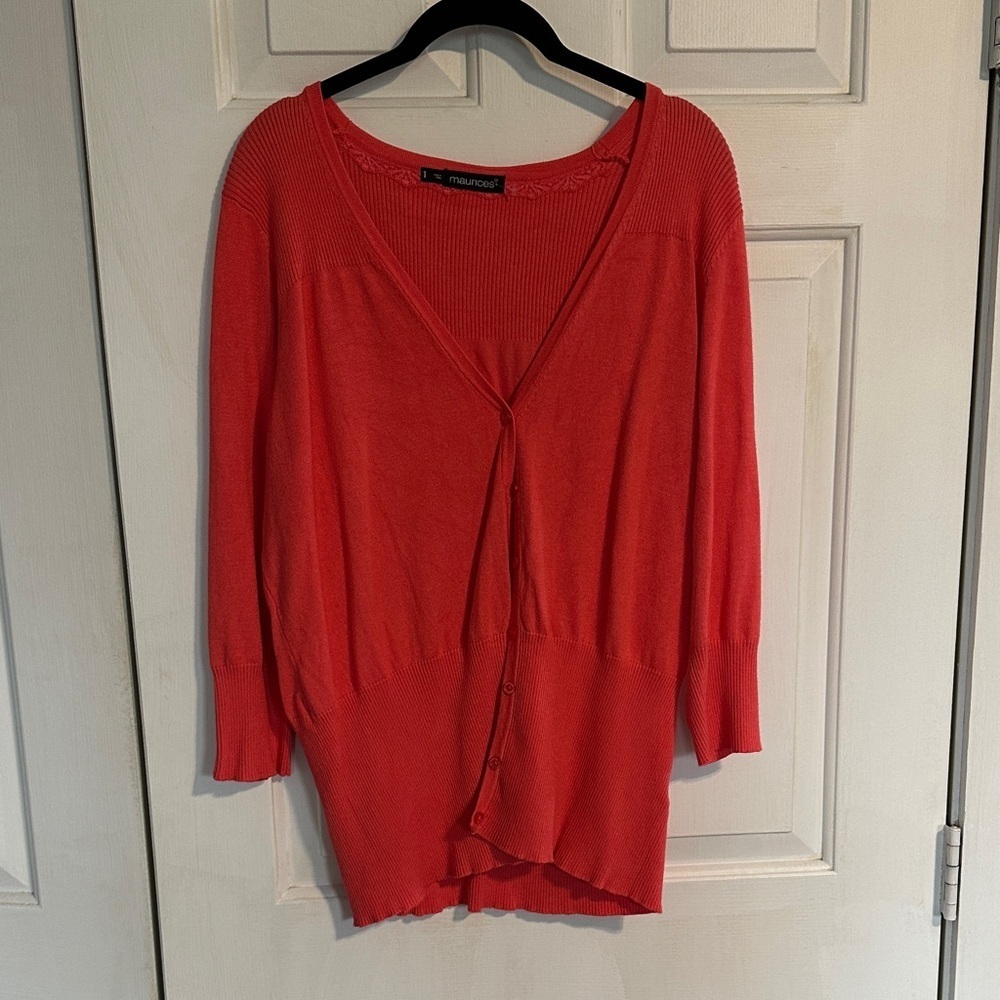 Maurices coral cardigan size 1